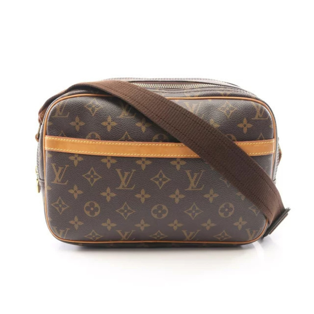 Louis Vuitton Reporter Shoulder Bag Canvas Leather Monogram Brown